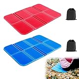 Sitzkissen Outdoor Faltbar, 2 StüCk Sitzunterlage Outdoor Thermositzkissen FüR Erwachsene Und Kinder, Kissen Outdoor Wasserdicht ZubehöR FüR Wandern-Picknick-Camping (Blau + Rot)