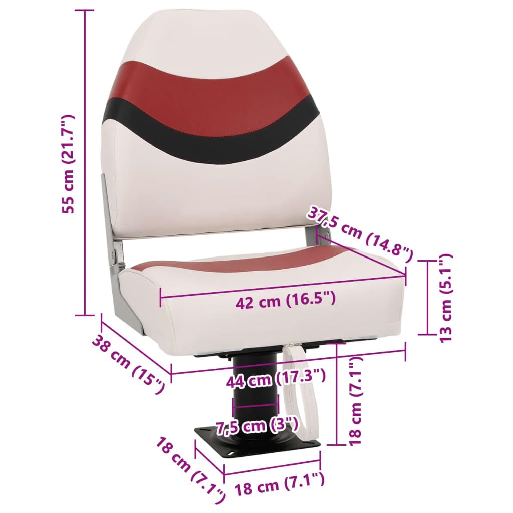 vidaXL Set de Asientos Plegables para Barco 2 uds con Respaldo Alto, Silla de Barco, Asiento de Barco de capitán, Silla de Barco Plegable