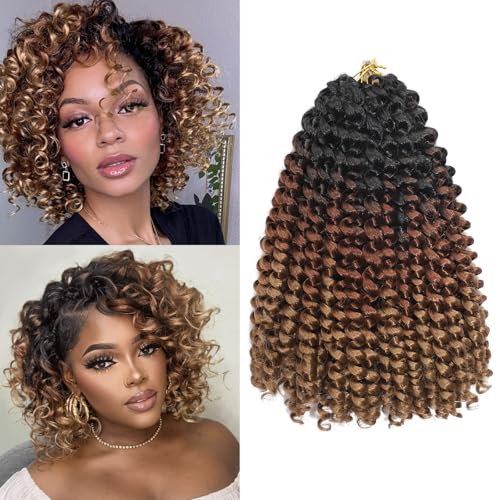 DXdixiu Jamaican Bounce Crochet Hair 8 pouces 16 Racines 5 Pack Braids Courtes GoGo Curly Extension Tressée Jumpy Wand Curl Pour Femmes Noires (1B/30/27#, 8...