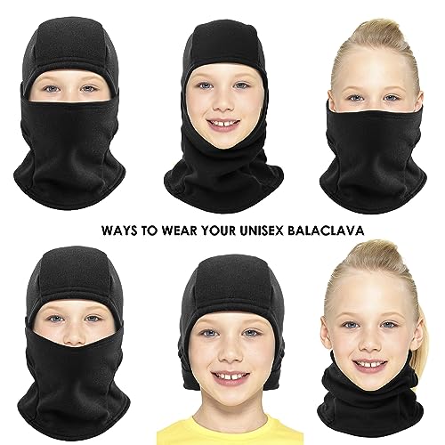 Ski Mask Balaclava for Kids Cold Weather Warm and Winter Windproof Fleece Caps Boys Girls Full Face Mask 2 Packs3