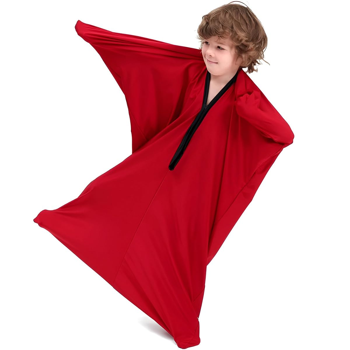 TRQQWEQQ Full Body Sock Sensory Sox For All Ages Stretchy Cozy Sensory Sack Sensory Sheet Bed Increase Calm And Comfort(Red,Large/L)