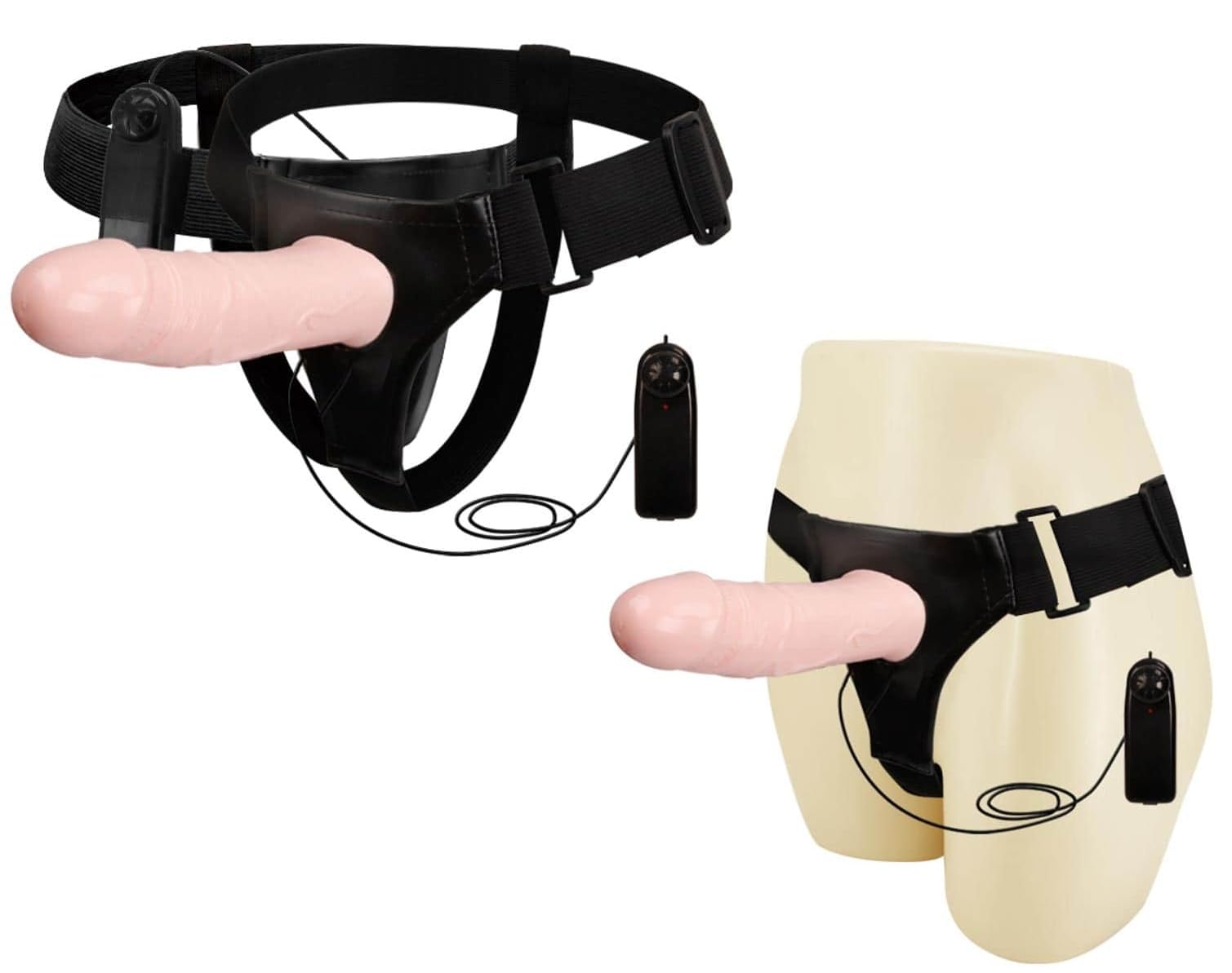 Vibratore Indossabile Strapon Cavo per Uomo, Dildo Vuoto Vibrante Indossabile dall'Uomo con Cintura, Cinta con Pene Vibrante