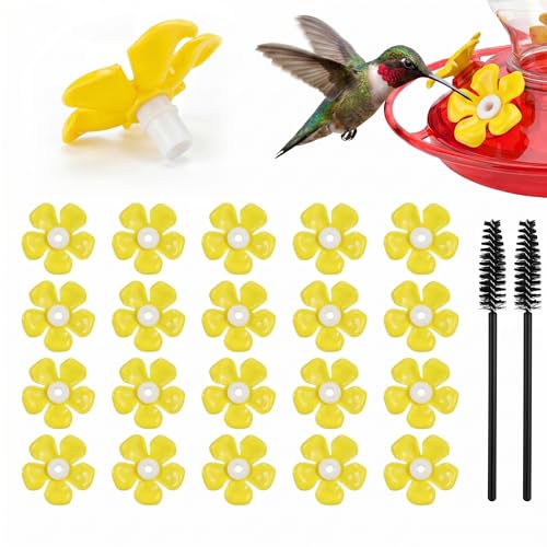 Hpewi Hummingbird Feeder Replacement Flowers 20-Pack Bee-Proof Anti-UV