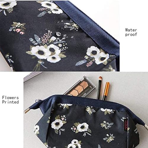 Image of Nylon Cosmetic Toiletry Pouch Waterproof Makeup Vanity Shaving Household Grooming Travel Storage Organizer Bags Pouch Kit Pack for Unisex Travel Compact Utility Design Go Black