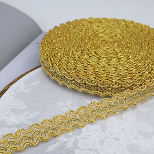 Znzakka Gold Braid Trim 13 Yards Lace Ribbon Scroll Braid Trim Metallic Edge Trim For Sewing, Crafts, Garments Accessories (Yellow) #TOP3