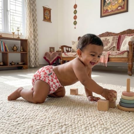 Image of Little Pea Adjustable Cloth Diaper for Babies (3 Months-3 Years) | Leak-Proof, Washable & Reusable | Includes 3 Diaper + 3 Absorbent Pad | Free Size (5-18 kg) | Pack of 3