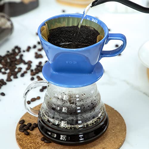 Image of Pour Over Ceramic, Coffee Dripper Ceramic Coffee Maker,Blue