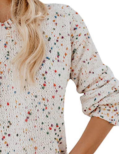 Women's Color Dot Knit Sweater Crew Neck Long Sleeve Pullover #TOP5