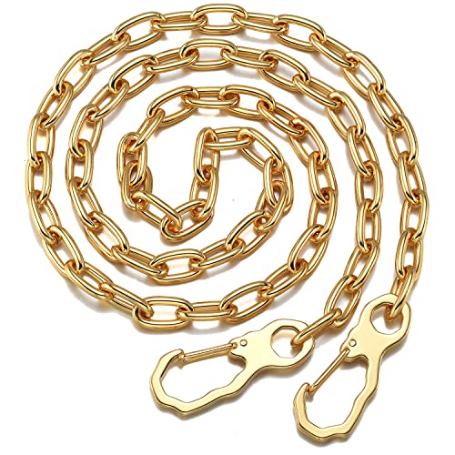 Image of 18K Gold Stainless Steel 11mm DIY Belt for Purse Shoulder Crossbody Hand Bag Replacement with Solid Buckle Strap