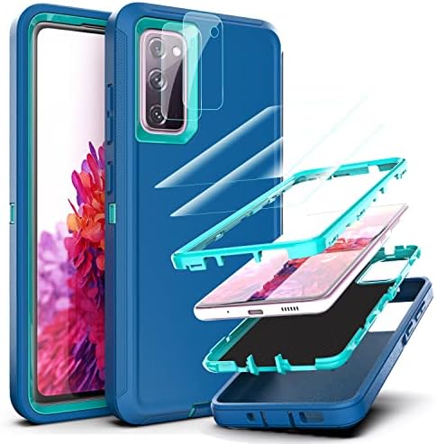 YmhxcY Galaxy S20 FE Case with 2 Pack Explosion-Proof Screen Protector and Camera Lens Screen Protective Film[2 Pack], Heavy Protection Cover For Samsung Galaxy S20 FE-Wine Red/Rose Pink