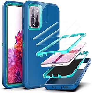 YmhxcY Galaxy S20 FE Case with 2 Pack Explosion-Proof Screen Protector and Camera Lens Screen Protective Film[2 Pack], Heavy Protection Cover For Samsung Galaxy S20 FE-Wine Red/Rose Pink