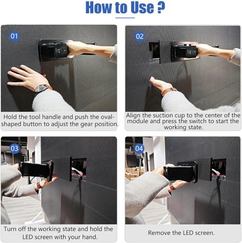Herramienta de ventosa eléctrica con pantalla LED, capacidad de carga de 66 libras, recargable, ideal para pantallas curvas y azulejos, mantenimiento frontal