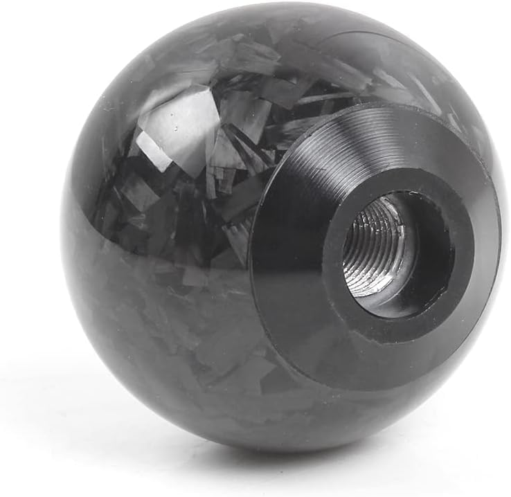 muge racing Forged Carbon Fiber Shift Knob Gear Shifter Spherical Type Unique Designed for Most Manual Car Universal Gear Shift Knob with 3 Adapters (Real Carbon Fiber-Sphere, Black)