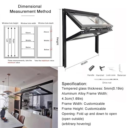 Wzmocnione aluminiowe okno koncesyjne składane pionowe okno do serwowania żywności ciężarówek i restauracji 111 x 91 cm wyświetlacz na ciasta i przekąski