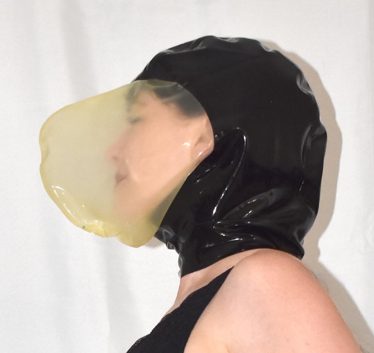 Masque latex Breathplay - Capuche caoutchouc contrôle respiration | Capuche caoutchouc pour Breathplay – Heavy Rubber Fétiche, Masque gaz & BDSM Latex Hood