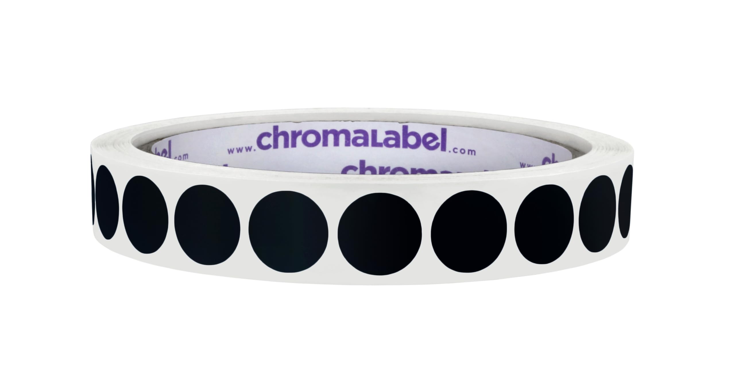 ChromaLabel 1/2 Inch Circle Sticker Labels, Easy to Write On Colored Sticky Dots, Permanent Adhesive Label - 1000 Color Coding Labels per Roll, Black