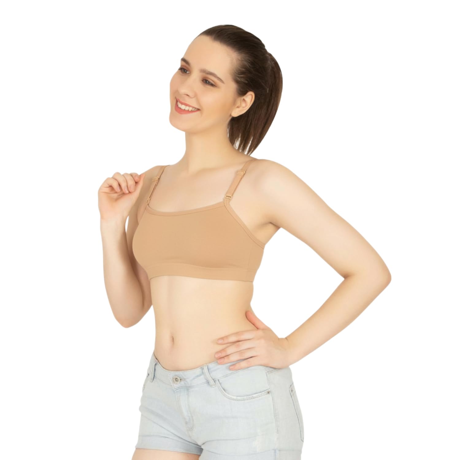 elegraze Cami Neck, Front Double Layer Women's Cotton Lycra Bra - Pop-On Style, Non Padded, Wirefree, High Coverage, Detachable and Adjustable Slim Straps, (Suitable for A & B Cups)-picture-43