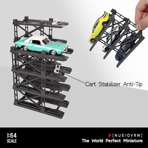 Image of 1:64 Diorama Expandable Modular Car Display Case for Hot Wheels Diecast Car, 10 Parking Space Garage, Diecast Model Cars Storage Display Rack Accessory (10 Spaces-Dark Gray)