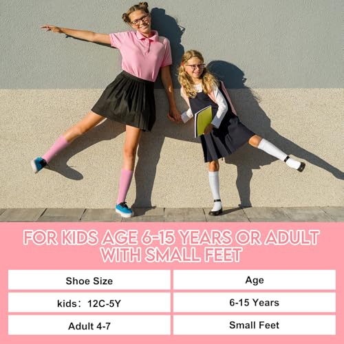 Shinymoon 8 Pairs Kids Compression Socks 15-20 Mmhg Knee Length Sock Calf Graduated Compression Stockings for Boys Girls2