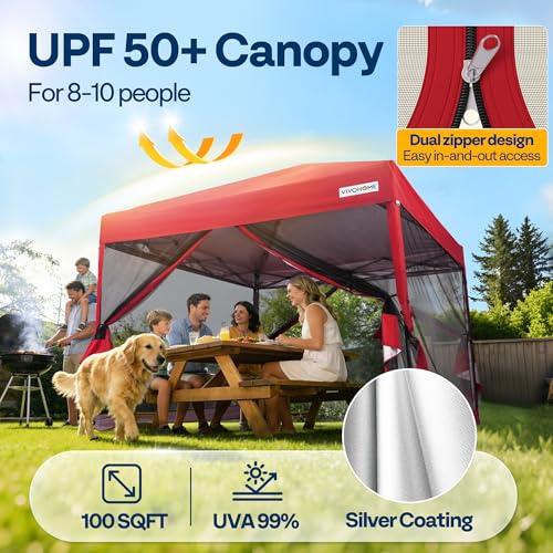 Image of VIVOHOME 10x10ft Outdoor Screen Tent with Mosquito Netting