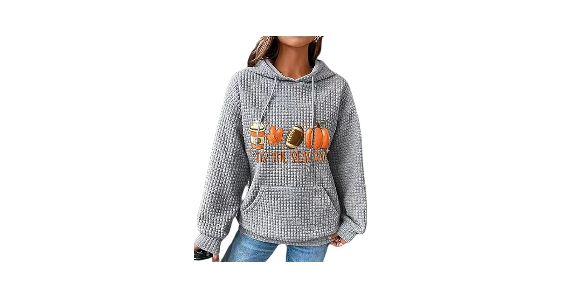 Chvity Hooded Sweatshirts for Women Trendy Waffle Printed