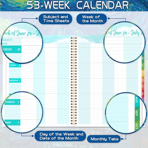 Image of Teacher Planner 2026-2027 - Academic Lesson Planner, Jul 2026 - Jun 2027 | Weekly & Monthly Planner, 12 Colorful Monthly Tab, Premium Paper, Inspirational Quotes, Helps Better Teaching, 8.5 inch x 11 inch