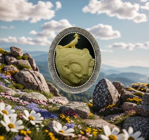 Image of Floral Pin Brooch Antique Brass Flower Decor Fashion Cameo Jewelry Pouch for Gift