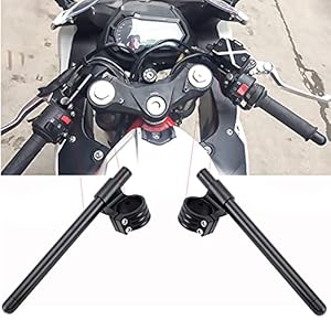 Guidon Bracelet Reglable Moto 53mm,CNC Aluminium Kit Guidon Cafe Racer Demi Guidon Rehausse Diametre 53 Pour Universel Accessoire Moto 7/8 22mm Tube 1 Paire De Couleur Noire