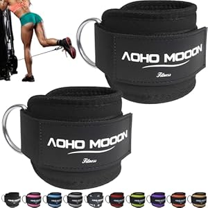 Comfortable Adjustable Padded Ankle Wrist Cuffs Neoprene Padded Straps D-Ring Glute Kickback for Cable Machine, Ideal for Glutes Exercises