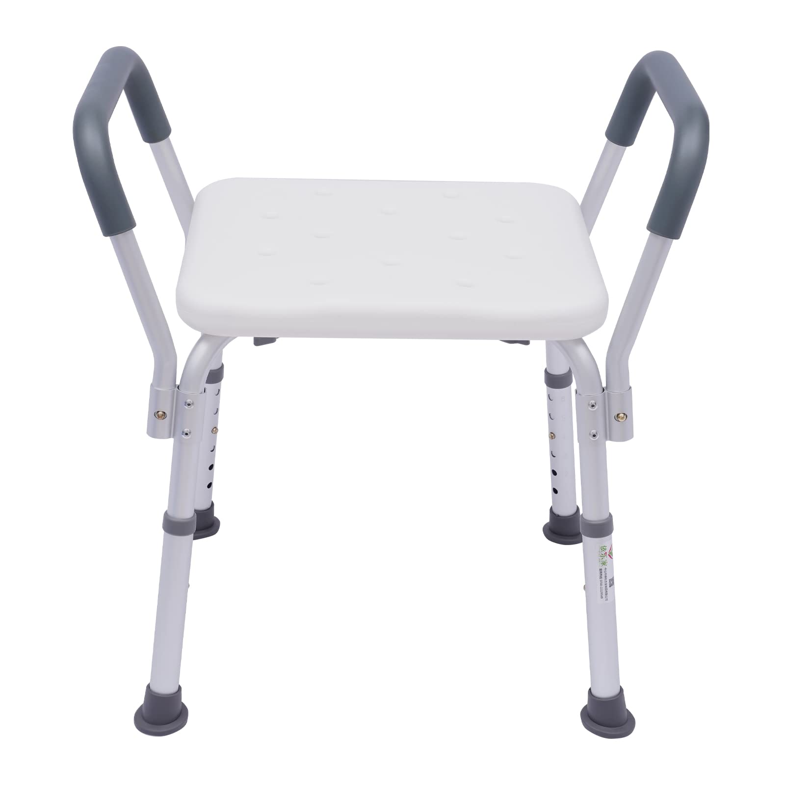 MINRS Taboret prysznicowy dla seniorów, obciążenie 150 kg, regulacja wysokości 37-49 cm, z antypoślizgowymi nóżkami i uchwytami, siedzisko prysznicowe dla seniorów, kobiet w ciąży, niepełnosprawnych