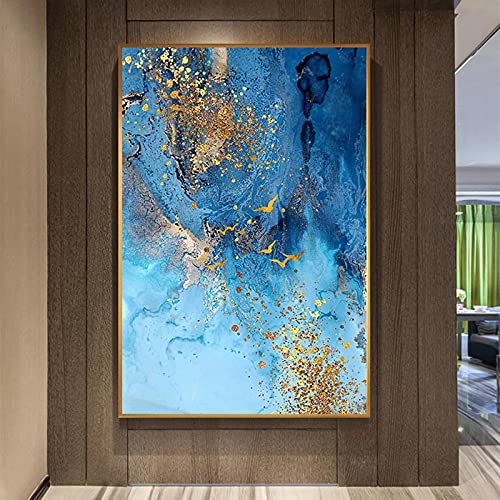 Affiche et impressions mur art bleu or tableau abstrait salon 40x60cm