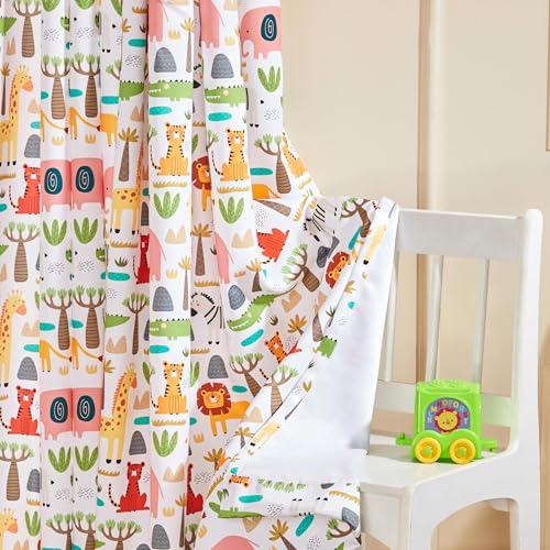 Image of Amazon Basics - Kids Room Darkening Digital Printed Window Curtains, 80-85% Room Darkening | 5 Feet |Set of 2| Digital Print | Kids Curtain |For Living room and Bedroom | 115cmx 150cm, Design-Elephant