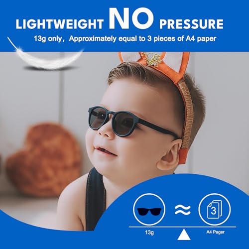 Image of 2 Pack Toddler Sunglasses Polarized with Strap for 0-24 Months /2-4 Years Kids, Girls Boys Baby Glasses UV Protection