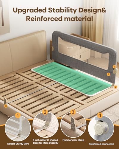 image for GrowthFun Foldable Bed Rail for Toddlers, 59in Reinforced Carbon Steel