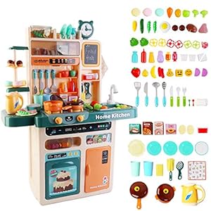 My Happy Little Chef Keuken 80-delige fantasie speelset met multifunctioneel knoppenpaneel, licht, geluid, echte…