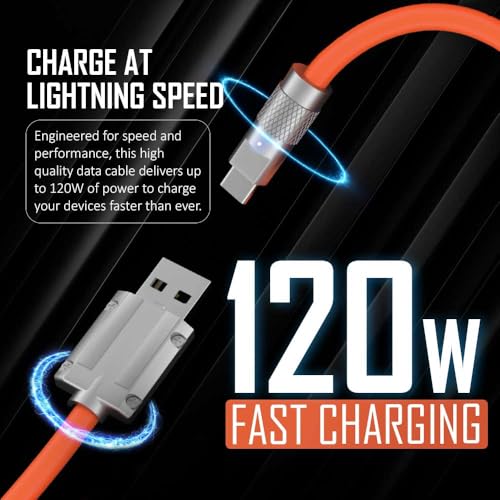 Image of Vismac 120W USB A to Type C Fast Charging High-Performance Cable, Supports 480Mbps Data Sync Speed - Durable, Efficient, and Reliable Power Solution.(1 Meter)