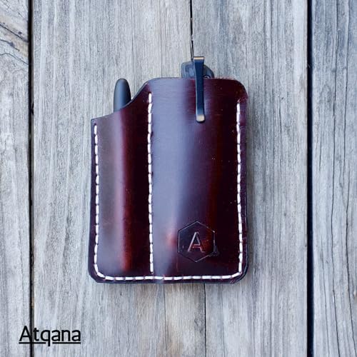 EDC Pocket Wallet (Premium Leather) - Handmade EDC Pocket Organizer Pouch with Folding Knife Slip, Tactical Pen Holder, Cash Pocket and Credit Card Holder (Extra Dark Brown)2