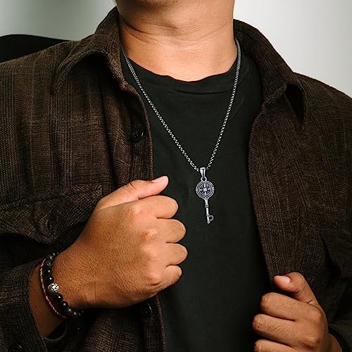 KINGWHYTE Compass Necklace for Men 925 Sterling Silver Birthday Gifts Graduation Travel Jewelry for Husband Brother with Stainless Steel Chain3