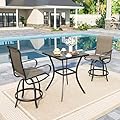 Sophia & William Outdoor Bar Set, Patio Bar Table and Chairs Set, Counter Height Patio Set - 2 x Swivel Bar Chairs, 1 x Square Bar Table for Porch, Yard, Garden, Balcony, Deck