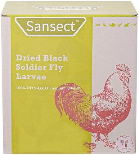 5LB Dried Black Soldier Fly Larvae, 100% Natural Non-GMO Chicken Feed, More Calcium Than Dried Mealworms, High Protein Chickens Treats for Laying Hen, Wild Birds, Ducks