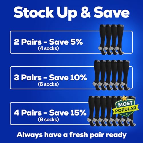 Image of SB SOX Compression Socks for Men & Women (20-30mmHg) - Best Compression Socks for Travel, Medical, Sports, Wide Calf Fit, and Daily Wear