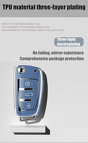 Miniatura 3 de ontto Funda para llavero Audi Flip Key Fob para A1 A3 A6 Q2 Q3 Q7 cubierta remota para R8 RS3 RS6 S3 360Funda de protección completa para llaves de