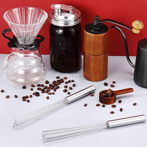 Image of Baderke Espresso Whisk Tool 10.6 inch Mini Whisk for Coffee Stirring, 2 Pack