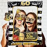 60th Birthday Photo Booth Props, LMSHOWOWO Inflatable Photo Booth Frame, Giant Black Gold Inflatable Selfie Frame, Birthday Party Photo Props, for Women Men Birthday Party Decorations, Random Style - Image 2