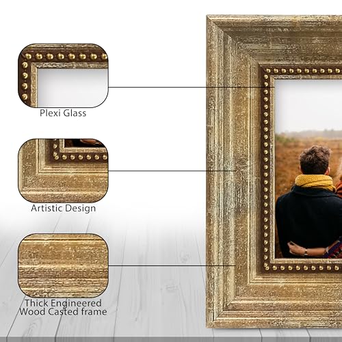 Image of Art Street Elegant Table Rectangular Photo Frame for Tabletop With Back Stand,4x6 Inch Photo,Decorative Frames Perfect for Home Decor,Unique Gift Idea,Durable,Birthday,Wedding,Return Gift(Rust Gold)