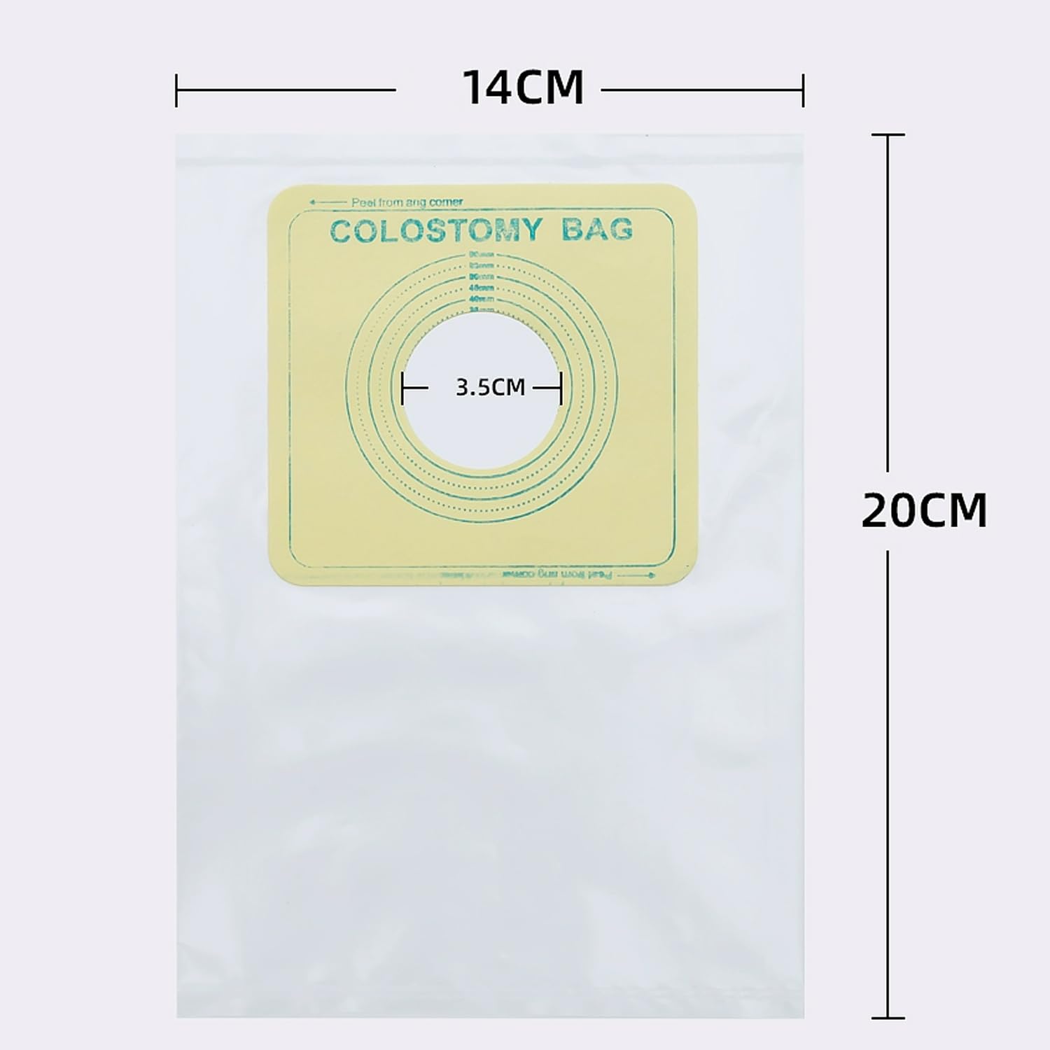 100 Piezas/1 Pack Bolsa De Ostomia Desechable, Bolsa De Colostomia Impermeable, Bolsa Ducha Para Diálisis Peritoneal, Protector Catéter Bolsas Ducha Recortables (Max 35-60mm), Diseño Bolsa Sellada