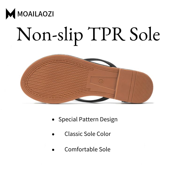 Flip Flops Sandals for Women, Summer Fashion Leather Slippers, Lightweight Comfortable Beach Sandals Slip On Flat Dressy Size 6-103