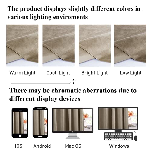 Image of Camel Beige Sliding Door Curtains - Super Soft Velvet Thermal Insulated Drapes Luxury Back Tab Privacy Room Dividers for Living Room Theater Store Office, W100 x L96, 1 Panel
