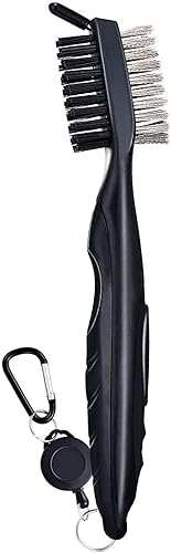 SHENGQIDZ (Select 2 Pack or 1 Pack Golf Club Brush -Must-Have Golf Tool for Cleaning Dirty Clubs Groove Cleaner with Retractable Zip-line and