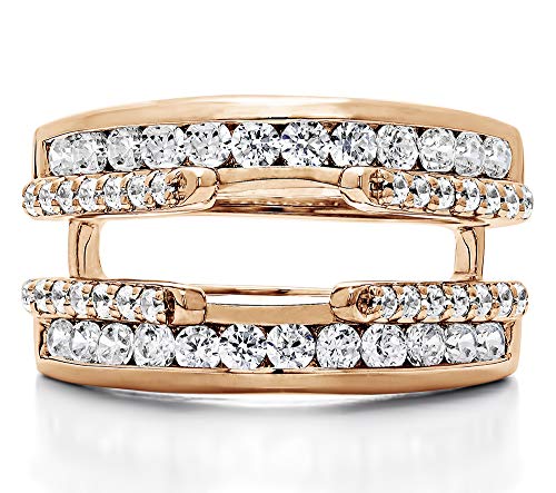 TwoBirch Rose Gold Plated Sterling Silver Combination Cathedral and Classic Ring Guard With Cubic Zirconia (1.01 ct.)4